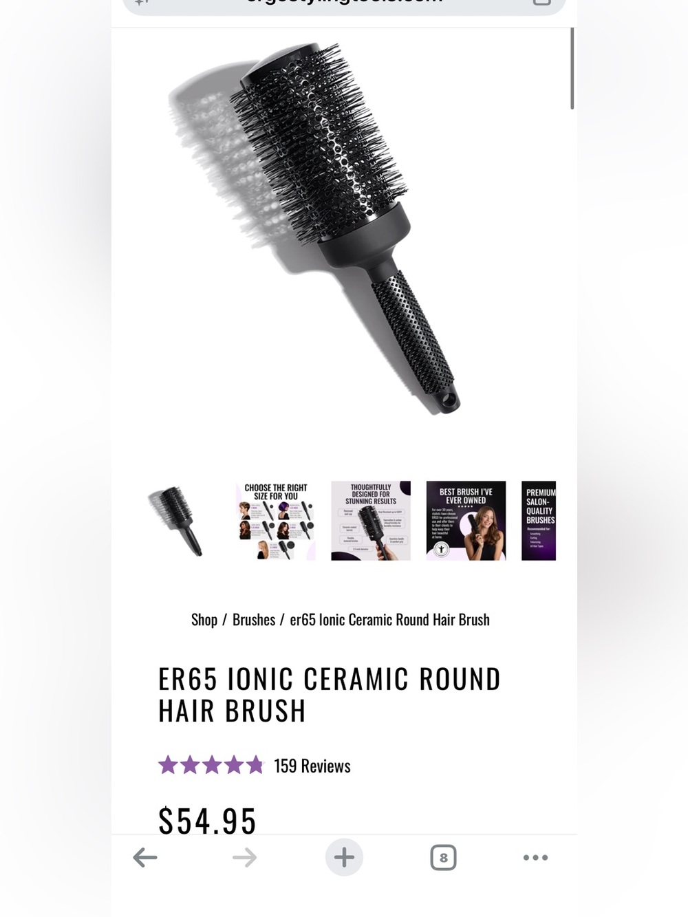 Ergobaby Black Ceramic Ionic Round Hair Brush